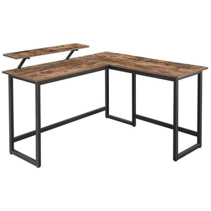 Boxxx Eckschreibtisch, Braun, Schwarz, Metall, Holzwerkstoff, Vintage, rechteckig, eckig, Flachrohr, 130x92.2x140 cm, Arbeitszimmer, Schreibtische, Eckschreibtische