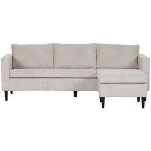 Boxxx Ecksofa, Beige, Textil, Buche, massiv, 2-3-Sitzer, Füllung: Schaumstoff, Ottomane rechts, seitenverkehrt montierbar, L-Form, 218x150 cm, Rücken