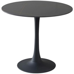 Boxxx Esstisch, Schwarz, Metall, Keramik, rund, Säule, 90x75x90 cm, Esszimmer, Tische, Esstische, Esstische rund
