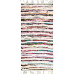 Boxxx Fleckerlteppich Mirella, Mehrfarbig, Weiß, Textil, Streifen, rechteckig, 80x150 cm, beidseitig verwendbar, Teppiche & Böden, Teppiche,