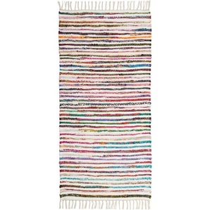 Boxxx Fleckerlteppich Mirella, Mehrfarbig, Weiß, Textil, Streifen, rechteckig, 80x150 cm, beidseitig verwendbar, Teppiche & Böden, Teppiche, Flickenteppiche