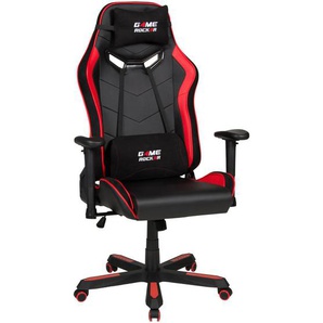Boxxx Gamingstuhl, Rot, Schwarz, Kunststoff, Textil, Drehkreuz, 72x128-138x72 cm, Wippmechanik mit Härtegradeinstellung, Sitzfläche 360° drehbar, inklusive Armlehnen, abwischbar, Kinder & Jugendmöbel, Jugendmöbel, Gamingstühle