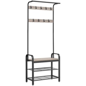 Boxxx Garderobe Vasagle, Grau, Schwarz, Metall, Holzwerkstoff, 72x183x33.7 cm, Garderobe, Garderoben-Sets & Serien
