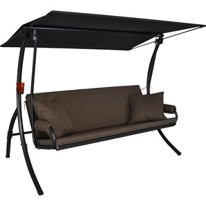 Boxxx Hollywoodschaukel , Braun, Taupe , Metall, Textil , Raute , Füllung: Schaumstoff, Vlies,Schaumstoff, Vlies , 210x160x145 cm , Rückenlehne umklappbar , Gartenmöbel, Hollywoodschaukeln