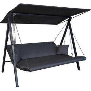 Boxxx Hollywoodschaukel , Grau , Textil , Füllung: Schaumstoff , 210x160x145 cm , wetterfest, UV-beständig, lichtecht, regenabweisend, Rückenlehne umklappbar , Gartenmöbel, Hollywoodschaukeln