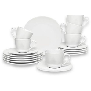 Boxxx Kaffeeservice Square Shape, Weiß, Keramik, 18-teilig, 160 ml,160 ml, Lfgb, Essen & Trinken, Geschirr, Geschirr-Sets, Kaffeeservice