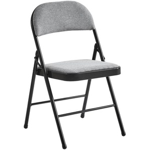 Boxxx Klappstuhl, Schwarz, Hellgrau, Metall, Textil, Rundrohr, 46.5x79x47 cm, Stoffauswahl, klappbar, Esszimmer, Stühle, Klappstühle