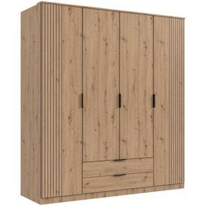 Boxxx Kleiderschrank, Eiche Artisan, Holzwerkstoff, 4 Fächer, 2 Schubladen, 180x199x58 cm, Made in Germany, Typenauswahl, umfangreiches Zubehör