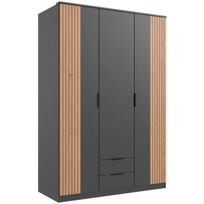 Boxxx Kleiderschrank, Graphit, Eiche Artisan, Holzwerkstoff, 4 Fächer, 2 Schubladen, 135x199x58 cm, Made in Germany, Typenauswahl, umfangreiches Zubehör erhältlich, in verschiedenen Größen erhältlich, Kinder- & Jugendzimmer, Jugendmöbel,