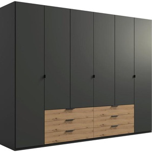 Boxxx Kleiderschrank, Graphit, Eiche Artisan, Holzwerkstoff, 4 Fächer, 6 Schubladen, 270x208x58 cm, Made in Germany, Typenauswahl, umfangreiches