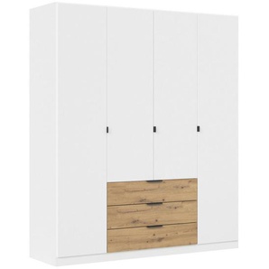 Boxxx Kleiderschrank, Weiß, Eiche Artisan, Metall, 3 Fächer, 3 Schubladen, 181x210x54 cm, Blauer Engel, BQ - Bündnis für Qualität, Made in Germany,