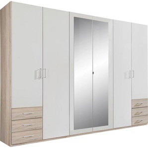 Boxxx Kleiderschrank, Weiß, Eiche, Kunststoff, 3 Fächer, 6 Schubladen, 270x208x58 cm, Made in Germany, Schlafzimmer, Kleiderschränke,