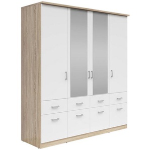 Boxxx Kleiderschrank, Weiß, Sonoma Eiche, Kunststoff, 4 Fächer, 8 Schubladen, 181x199x58 cm, FSC Mix, Typenauswahl, in verschiedenen Größen