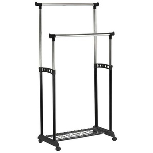 Boxxx Kleiderwagen, Schwarz, Chrom, Metall, Kunststoff, 85x100-178x43 cm, Schuhablage, standfeste Füße, Garderobe, Garderobenständer