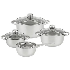 Boxxx Kochtopfset, Edelstahl, Metall, 4-teilig, 16 cm, 1.0 L,2.5 L,1.0 L,4.0 L, Lfgb, Messskala, Kochen, Töpfe, Topfsets