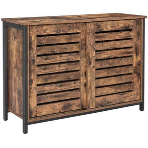 Boxxx Kommode, Braun, Schwarz, Metall, Holzwerkstoff, Vintage, 2 Fächer, 100x70x35 cm, Typenauswahl, Beimöbel erhältlich, stehend, Wohnzimmer,