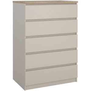 Boxxx Kommode, Eiche, Kaschmir, Holzwerkstoff, 5 Schubladen, 77x111.3x50 cm, FSC Mix, Made in Denmark, Typenauswahl, Beimöbel erhältlich, stehend,
