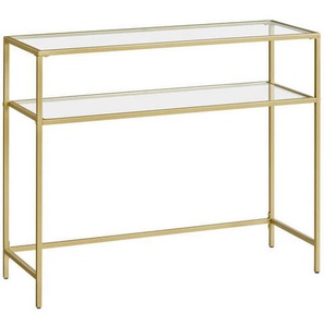 Boxxx Konsolentisch, Gold, Metall, Glas, rechteckig, eckig, 35x80x100 cm, einfacher Aufbau, Wohnzimmer, Wohnzimmertische, Konsolentische