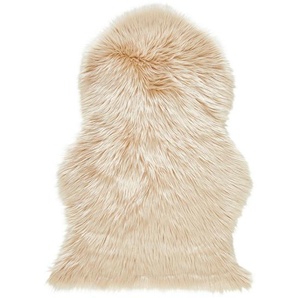 Boxxx Kunstfell Sarah, Beige, Textil, Fell, Tierform, 60x90 cm, für Fußbodenheizung geeignet, rutschfeste Unterfläche, Teppiche & Böden, Teppiche, Fellteppiche