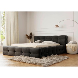 Boxxx Polsterbett, Anthrazit, Metall, Holz, Birke, Schichtholz, 120x200 cm, in verschiedenen Größen erhältlich, gepolstertes Kopfteil, Bettkasten,