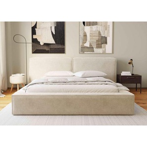 Boxxx Polsterbett, Beige, Metall, Holz, Birke, 180x200 cm, Bettkasten, gepolstertes Kopfteil, in verschiedenen Größen erhältlich, Schlafzimmer,