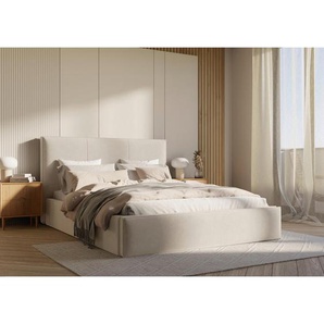 Boxxx Polsterbett, Beige, Holz, Metall, Birke, Schichtholz, 140x200 cm, in verschiedenen Größen erhältlich, gepolstertes Kopfteil, Bettkasten,