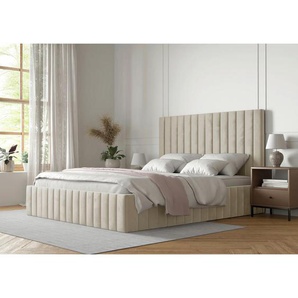 Boxxx Polsterbett, Beige, Holz, Metall, Birke, Schichtholz, 160x200 cm, gepolstertes Kopfteil, in verschiedenen Größen erhältlich, Schlafzimmer, Betten, Polsterbetten