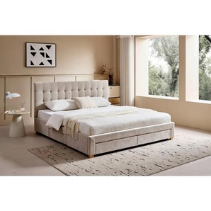 Boxxx Polsterbett, Beige, Holz, Pappel,Eiche, massiv, 180x200 cm, mit Schubkästen, in verschiedenen Größen erhältlich, Schlafzimmer, Betten, Polsterbetten