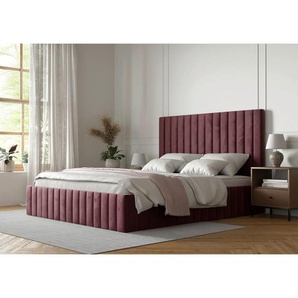 Boxxx Polsterbett, Bordeaux, Holz, Metall, Birke, Schichtholz, 140x200 cm, gepolstertes Kopfteil, in verschiedenen Größen erhältlich, Schlafzimmer, Betten, Polsterbetten