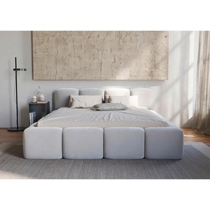 Boxxx Polsterbett, Weiß, Holz, Metall, Birke, Schichtholz, 120x200 cm, Bettkasten, gepolstertes Kopfteil, in verschiedenen Größen erhältlich,