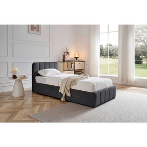 Boxxx Polsterbett, Grau, Holz, Pappel, massiv, 90x200 cm, Stoffauswahl, in verschiedenen Größen erhältlich, Schlafzimmer, Betten, Polsterbetten