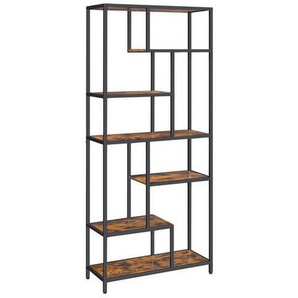 Boxxx Regal, Braun, Schwarz, Holzwerkstoff, Vintage, 6 Fächer, 80x180x30 cm, Typenauswahl, Beimöbel erhältlich, in verschiedenen Größen erhältlich, Wohnzimmer, Regale, Bücherregale