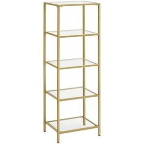 Boxxx Regal, Gold, Glas, 5 Fächer, 40x124.5x30 cm, Typenauswahl, Beimöbel erhältlich, in verschiedenen Größen erhältlich, Wohnzimmer, Regale,