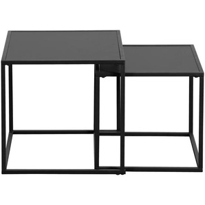 Boxxx Satztisch, Schwarz, Metall, Holzwerkstoff, 2-teilig, quadratisch, Flachrohr, 40x40x40 cm, Bsci, einfacher Aufbau, Wohnzimmer, Wohnzimmertische, Satztische