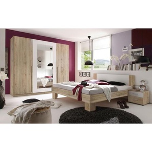 Boxxx Schlafzimmer, Weiß, Eiche San Remo, Holzwerkstoff, Glas, 5 Fächer, in verschiedenen Holz-Dekoren erhältlich, Schlafzimmer, Komplette