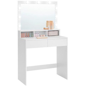 Boxxx Schminktisch, Weiß, Glas, Holzwerkstoff, 2 Schubladen, rechteckig, Wange, 40x140x80 cm, Schlafzimmer, Schminktische