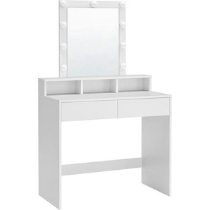 Boxxx Schminktisch, Weiß, Glas, Holzwerkstoff, 2 Schubladen, rechteckig, Wange, 40x145x80 cm, Schlafzimmer, Schminktische