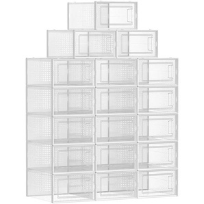 Boxxx Schuhbox Songmics, Weiß, Transparent, Kunststoff, 18 Fächer, 33.5x14.3x23.2 cm, Ordnen & Aufbewahren, Aufbewahrungsboxen