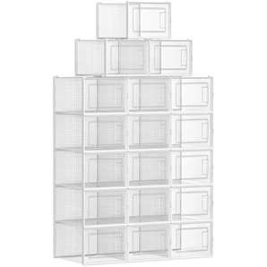 Boxxx Schuhbox Songmics, Weiß, Transparent, Kunststoff, 18 Fächer, 35x19x25.2 cm, Ordnen & Aufbewahren, Aufbewahrungsboxen