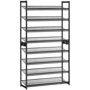 Boxxx Schuhregal Songmics, Schwarz, Metall, 8 Fächer, 92.5x163.5x30.7 cm, erweiterbar, stehend, Garderobe, Schuhaufbewahrung, Schuhregale
