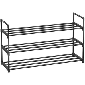 Boxxx Schuhregal Songmics, Schwarz, Metall, Kunststoff, 92x54x30 cm, erweiterbar, stehend, Garderobe, Schuhaufbewahrung, Schuhregale