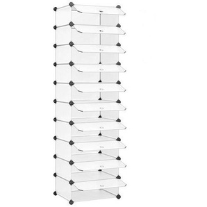 Boxxx Schuhregal Songmics, Weiß, Metall, Kunststoff, 10 Fächer, 43x173x31 cm, stehend, Garderobe, Schuhaufbewahrung, Schuhregale