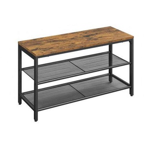 Boxxx Schuhregal Vasagle, Braun, Schwarz, Metall, Holzwerkstoff, Vintage, 80x44.5x30 cm, Typenauswahl, Garderobe, Schuhaufbewahrung, Schuhregale