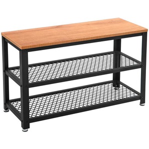 Boxxx Schuhregal Vasagle, Schwarz, Hellbraun, Metall, Holzwerkstoff, 73x45x30 cm, stehend, Garderobe, Schuhaufbewahrung, Schuhregale