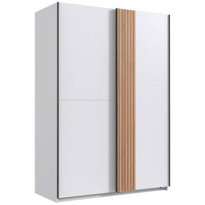 Boxxx Schwebetürenschrank, Weiß, Eiche Artisan, Holzwerkstoff, 2 Fächer, 135x199x58 cm, BQ - Bündnis für Qualität, Made in Germany, DIN EN ISO 9001,