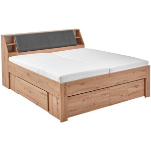 Boxxx Stauraumbett, Eiche Artisan, Holzwerkstoff, 4 Fächer, 6 Schubladen, 180x200 cm, Schlafzimmer, Betten, Doppelbetten