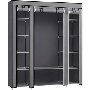Boxxx Stoffschrank, Grau, Metall, Kunststoff, Textil, 9 Fächer, 150x175x45 cm, Garderobe, Garderobenschränke