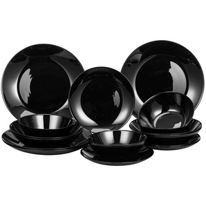 Boxxx Tafelservice, Schwarz, Glas, 16-teilig, Uni, Lfgb, lebensmittelecht, Essen & Trinken, Geschirr, Geschirr-Sets, Tafelservice