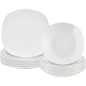 Boxxx Tafelservice Square Shape, Weiß, Keramik, 12-teilig, Lfgb, Essen & Trinken, Geschirr, Geschirr-Sets, Tafelservice