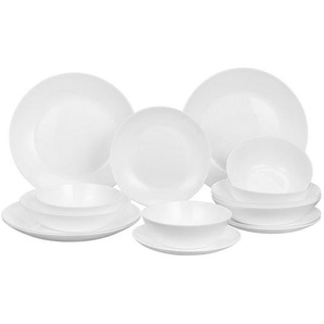 Boxxx Tafelservice, Weiß, Glas, 16-teilig, Uni, Lfgb, lebensmittelecht, Essen & Trinken, Geschirr, Geschirr-Sets, Tafelservice